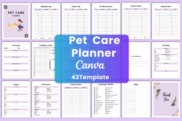 Download Pet Care Planner Canva KDP Template - Pet care Collection