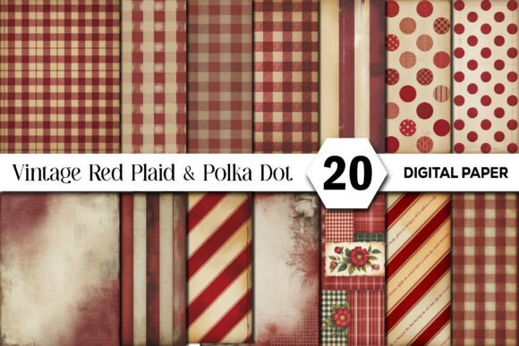 Download Red Plaid &amp; Polka Dot Junk Journal Kit - Premium Bundle