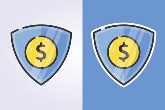 Download Colored Outline Money Shield Protection - Red Collection