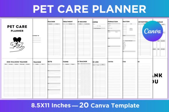 Download Editable Pet Care Planner Canva Interior - Pet care Collection