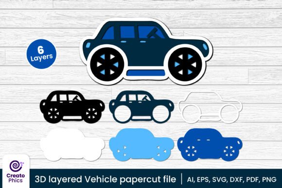 Download 3D Layered Car Papercut, Vehicle SVG - Red Collection