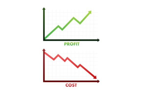 Download Graphs Cost Vs Profit. Costs Reduction. - Red Collection