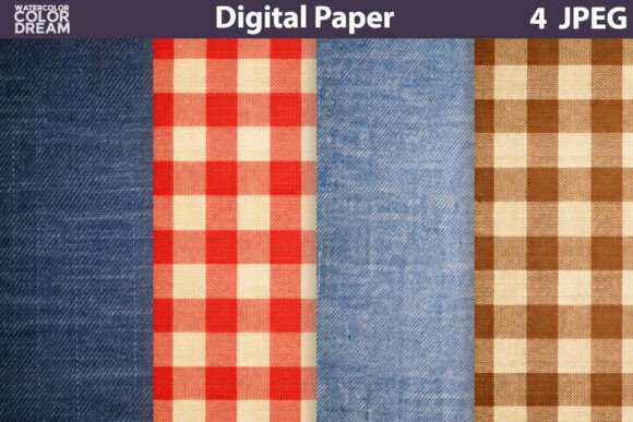Download Denim and Red Brown Gingham Paper - Premium Bundle