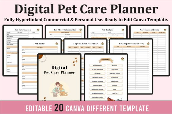 Download Digital Pet Care Planner for Ipad Canva - Pet care Collection